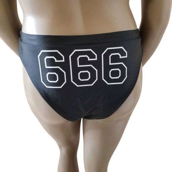 Baphomet 666 Satanic Tank Swim Top Cheeky Bottoms Bikini Swimsuit 3X Black White - Picture 9 of 15